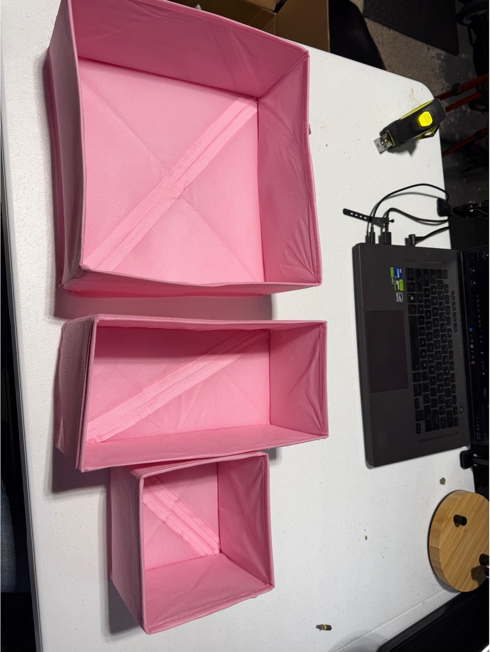 Pink Collapsible Fabric Storage Bin Set